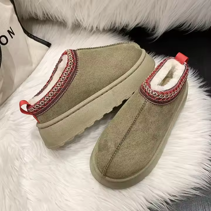 Botas De Nieve Para Mujer Calientes Con Suela Gruesa De Cachemira Zapatos De Algodón Sin Pelo Cubierto De Tacón Invierno 2023 - 1