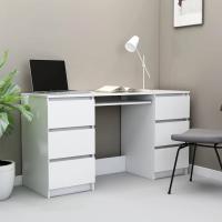 vidaXL Escritorio madera contrachapada roble marrón 140x50x77 cm en color Marrón roble/Gris sonoma/Blanco y más | estructura resistente ideal para salón dormitorio o estudio - details 2