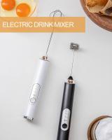 Espumador de leche eléctrico de mano con 2 cabezas, batidor de café mezclador de espuma con USB recargable 3 velocidades, batidora de espuma para latte (blanco) - details 0