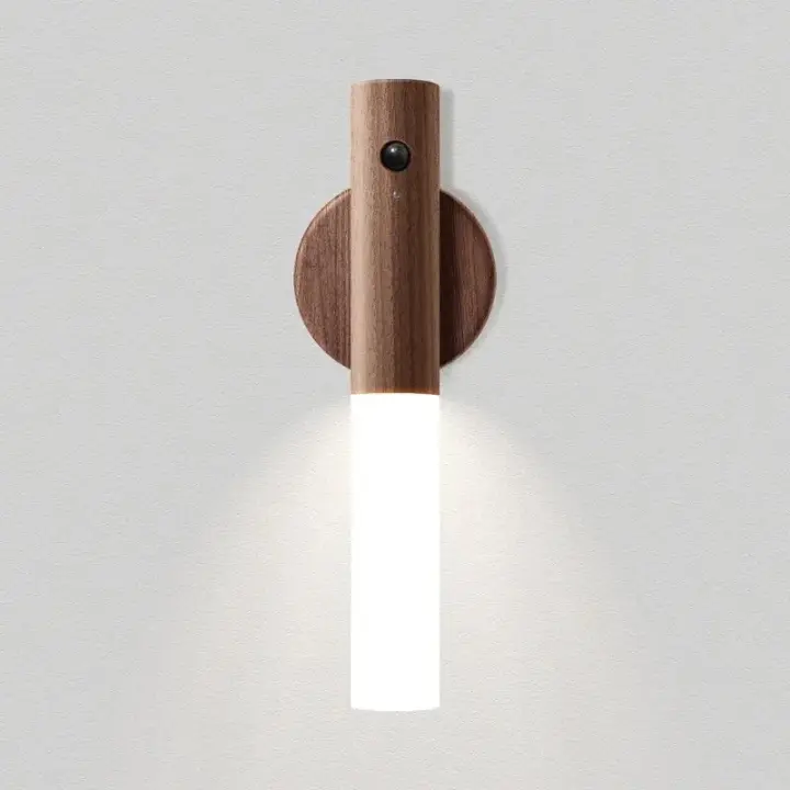 Lámpara Magnética De Madera LED Para Pared Luz Nocturna Para Cocina Armario Pasillo Escalera Dormitorio Iluminación De Mesa Lámpara De Lectura - 1