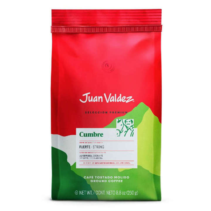 Café Juan Valdez Cumbre, 250gr / 8.8oz Café tostado molido 100% colombiano Fuerte