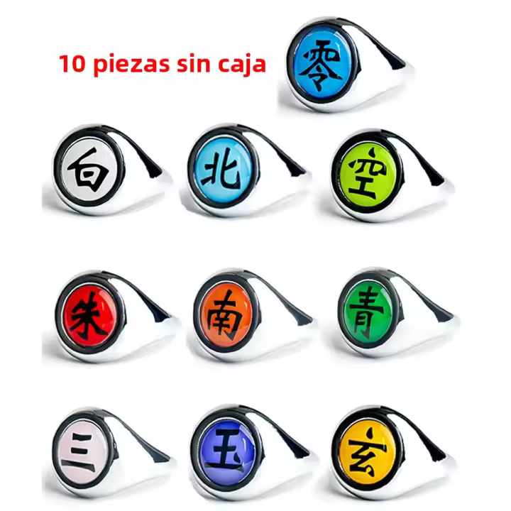 10PCS/set Anillos De Metal Anime Naruto Akatsuki Itachi Accesorios De Cosplay Juguetes Para Niños Figura De Acción Regalo - 1