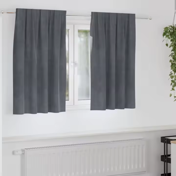 Cortinas blackout vidaXL con cinta superior 2 pcs de terciopelo gris claro - 1