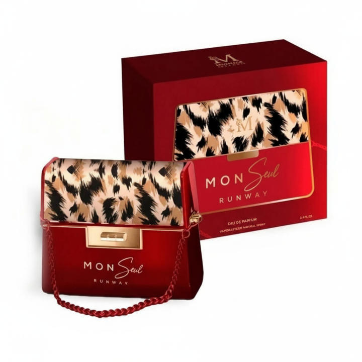 Perfume Mon Soul Runway Eau de Parfum, fragancia femenina intensa y moderna, con un estilo sofisticado y atrevido, ideal para destacar tanto de día como de noche. Presentado en frasco original con estuche tipo bolso decorativo. 🚚 Envíos a España 24/48 ho