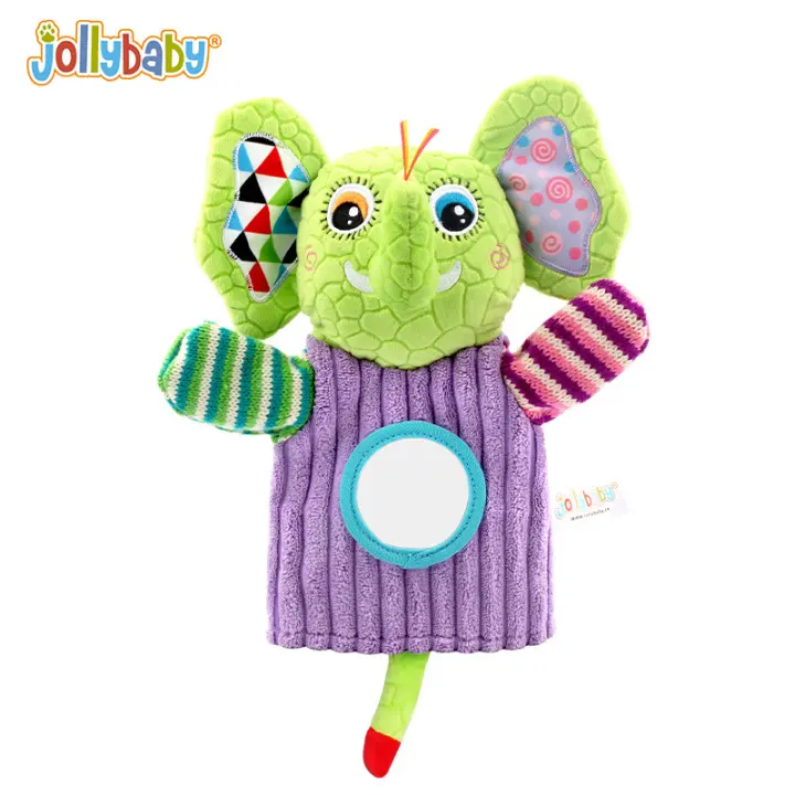 Marionetas de dedo de animales de peluche relajantes para bebés recién nacidos de Jollybaby, con iluminación cognitiva y persuasión. - 1