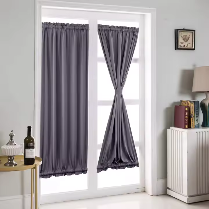 Cortinas para Puerta Francesas Color Puro Panel de Cortina de Puerta Francesa Cortinas Opacas para Sala de Estar Cocina Dormitorio Comedor Sala,2 Panel,64 * 183cm - 1