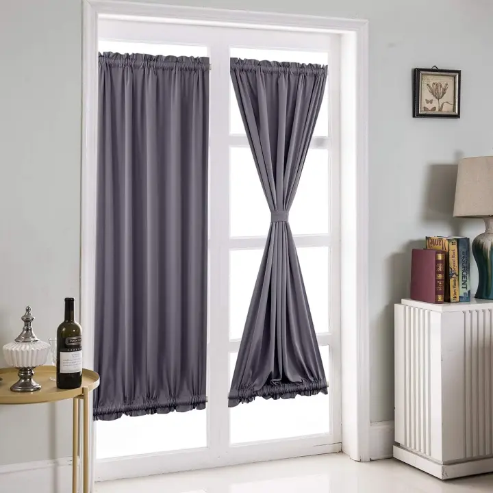 Cortinas para Puerta Francesas Color Puro Panel de Cortina de Puerta Francesa Cortinas Opacas para Sala de Estar Cocina Dormitorio Comedor Sala,2 Panel,64 * 183cm - 1