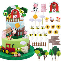 31 PCS Decoraciones De Tarta Con Animales De La Granja Para Cumpleaños Fiesta De Boda Aniversario Toppers De Queso De Vaca - details 0