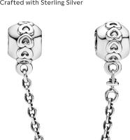 Pandora Momentos DE LA Mujer Sterling Silver Band of Hearts Safety Chain Charm para la pulsera - details 1