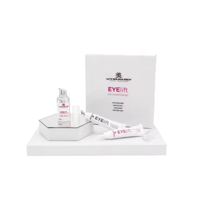 Kit Eye Lift de Utsukusy: El Trío Definitivo para una Mirada Transformada. Es una solución completa y eficaz para combatir los signos del envejecimiento y la fatiga en el contorno de ojos. - 1