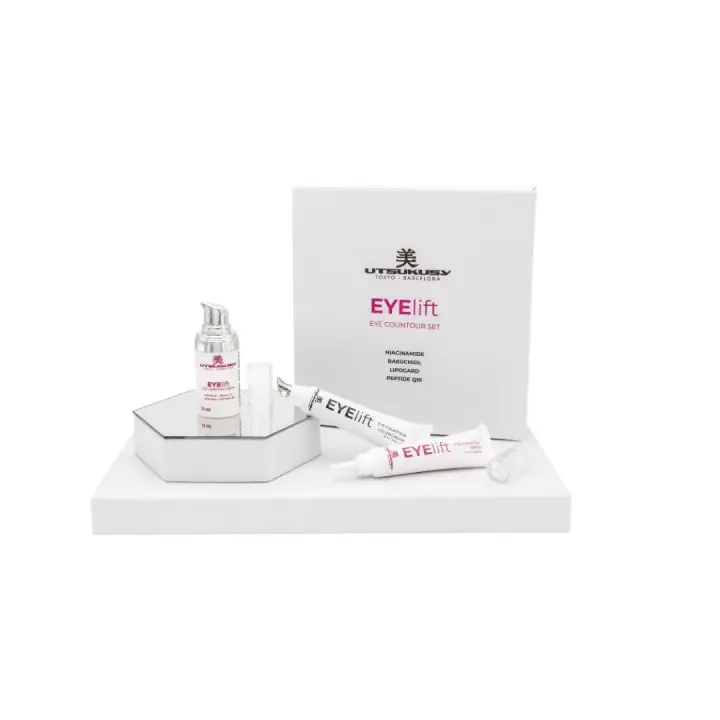 Kit Eye Lift de Utsukusy: El Trío Definitivo para una Mirada Transformada. Es una solución completa y eficaz para combatir los signos del envejecimiento y la fatiga en el contorno de ojos. - 1
