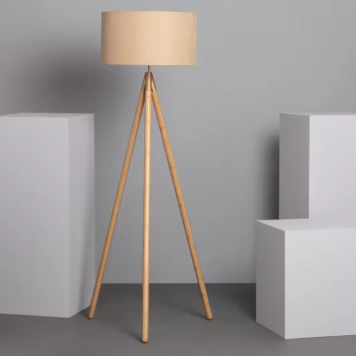 Ledkia Lámpara de Pie de Madera y Tela Wolby - 1