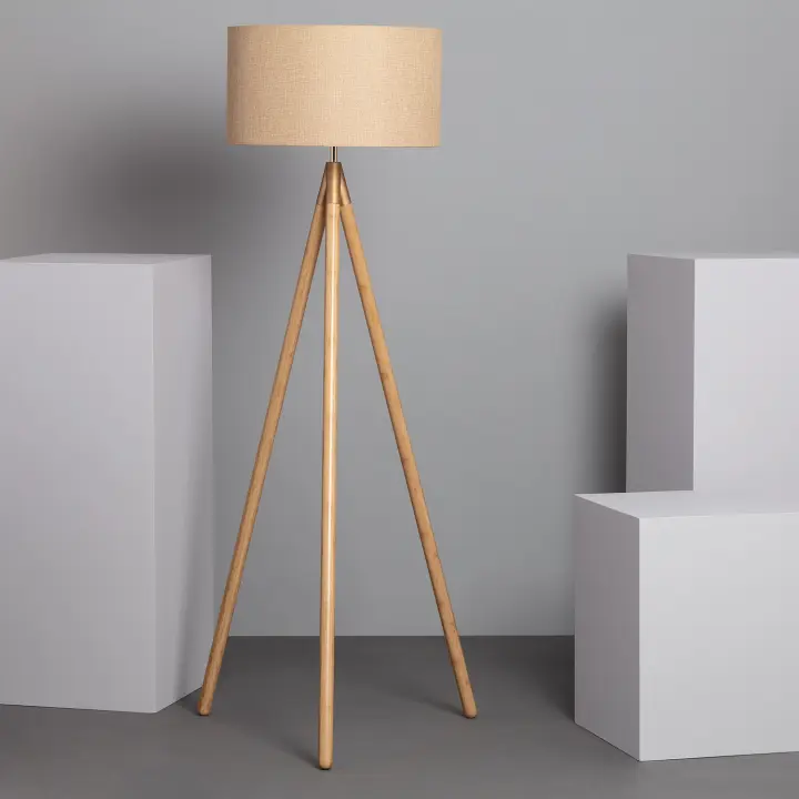 Ledkia Lámpara de Pie de Madera y Tela Wolby - 1