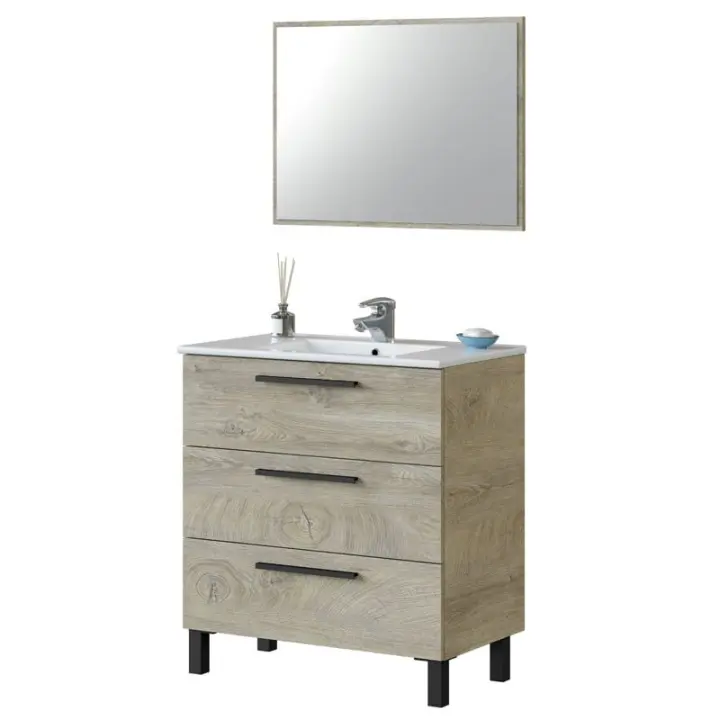 Miroytengo Mueble baño Athena 3 Cajones 80x86x45 cm (sin lavamanos) - 1