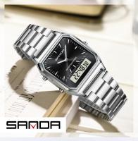 Reloj De Pulsera Cuarzo Digital Para Hombre SANDA 747 Resistente Al Agua Acero Inoxidable Estuche Cuadrado Luminoso Y Resistente Al Shock - details 4