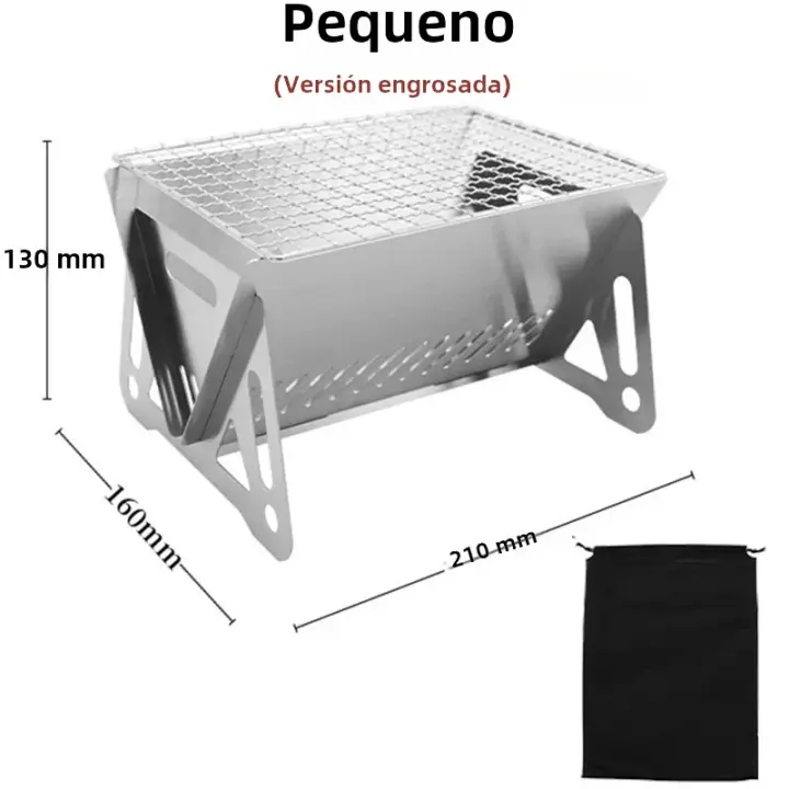 Mini Barbacoa Portátil Doblete Para Camping Y Exteriores Grill De Carbono Desmontable Para 2-3 Personas Con Dispositivo De Seguridad - 1