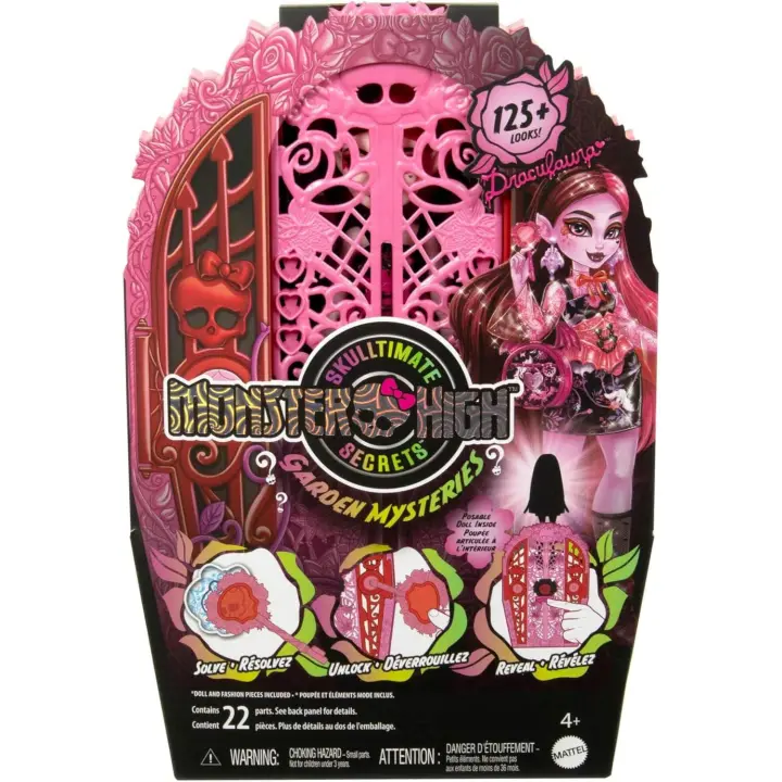 Monster High Skulltimate Secrets Jardín misterioso Draculaura Conjunto de muñeca y accesorios, armario con más de 19 sorpresas incluida ropa de muñeca (HYT72) - 1