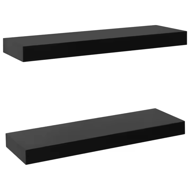 vidaXL Estantes flotantes de pared 2 unidades negro 40x20x3.8 cm, 60x20x3.8 cm, 80x20x3.8 cm Mueble Almacenaje Estantería para Oficina, Estudio, Dormitorio Estantería/Librería/ mueble de Almacenamiento - 1