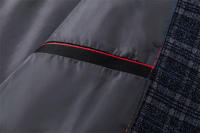 Traje Casual Para Hombre De Textura a Cuadros Azul Oscuro Ligero Para Primavera Y Verano Moda Nueva Y Trendy - details 6