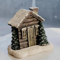 Adorno De Navidad Rústica Casa De Humo Con Conos De Incienso Burner De Resina Regalo De Fiestas Decoración De Navidad - details 3