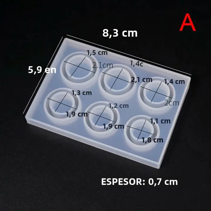 Molde De Silicona Para Anillos De 6/14 Agujeros Para La Creación De Joyas DIY Epoxy Resina Cristal Molde Para La Fabricación De Joyas - 1