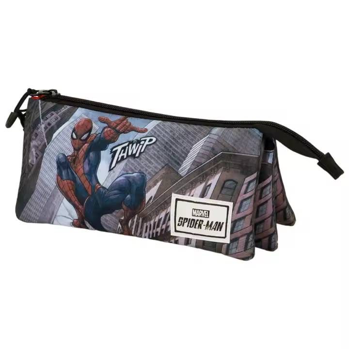 Estuche escolar SpiderMan Karactermania / Dos colores / Triple bolsillo / Poliéster / Para niños y niñas / Para utensilillos escolares / 05431 / 05437 - 1