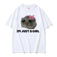 Camiseta De Moda Vintage Kawaii Triste De Hamster Divertida Para Hombres Y Mujeres Verano Casual Oversize Streetwear Polyester - details 3