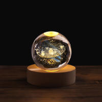 Luz Nocturna De Cristal 3D 6cm Con Astronauta Y Sistema Solar Saturno Vía Láctea Luz De Planetas Grabado Por Láser Regalo Para Niños - details 12
