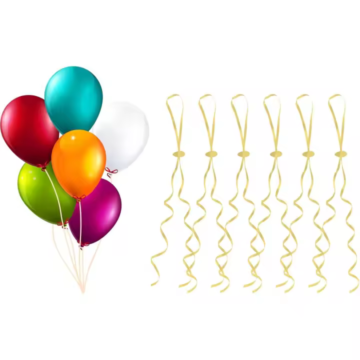 Fermetures de Ballons à Hélium, Rubans avec Attache Rapide pour Anniversaire ou Mariage - 50 Pièces (Doré) - 1