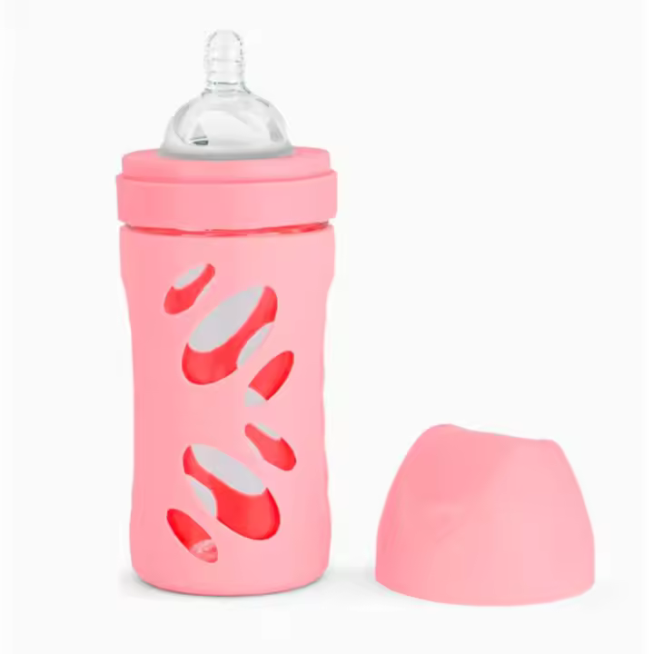 Twistshake Biberón Anticólico Vidrio Rosa 260 ml - 1