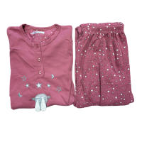 pijama de mujer de 3 piezas - camiseta y pantalon manga larga de algodon - bata de coralina con cinturón y bolsillos,  grueso y cálido, suave y cómodo para dormir, ropa de hogar - Adecuado para otoño e invierno - 12616 - details 4