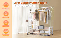 Burro Ropa,Burro ropa con ruedas,Perchero burro ropa resistente,Burro ropa con 4 layers of storage(blanco) - details 0