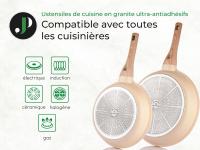 Just Perfecto Juego de Ollas y Sartenes Cocina Antiadherentes 21 Piezas, Barería de Cocina Antiadherentes Aluminio, para Todas Las Cocinas, Included Inducción, Ollas Cocina with Tapas (21 Pcs Biege) - details 4