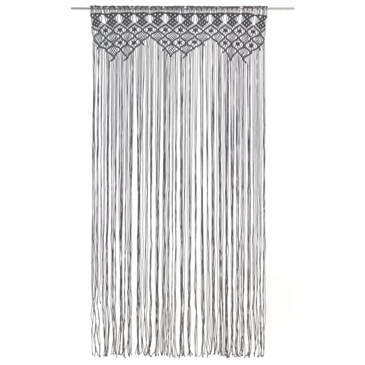 Cortina de macramé algodón gris antracita 140x240 cm - 1
