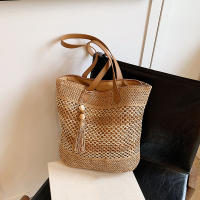 Bolso De Hombro De Paja Para Mujer De Verano De Alta Calidad Bolso De Viaje Hecho a Mano Gran Capacidad De Bolsas De Playa Estilo De Cesta Con Cierre De Cremallera - details 13