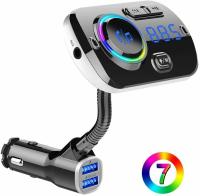 Transmisor FM Bluetooth para Coche, inalámbrico Bluetooth 5,0 adaptador de radio de coche transmisor QC 3,0 dual USB Cargador de coche kits with Manos libres Llamada REPRODUCTOR DE Música TF Tarjeta AUX Entrada compatible - details 0