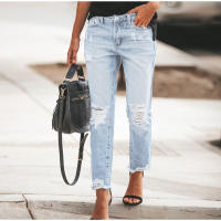 Jeans Rectos Para Mujer Moda Alta Cintura Washed Skinny Ropa Trasera Ropa De Lady Commuter Pantalones Delgados Con Agujeros Tendencia De Moda 2025 - details 27