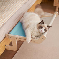 Cama Colgante Para Gato De Alta Calidad En Madera Hamaca Para Ventana Fácil De Lavarse Almohadilla De Tela De Algodón Para Gato Joven - details 12