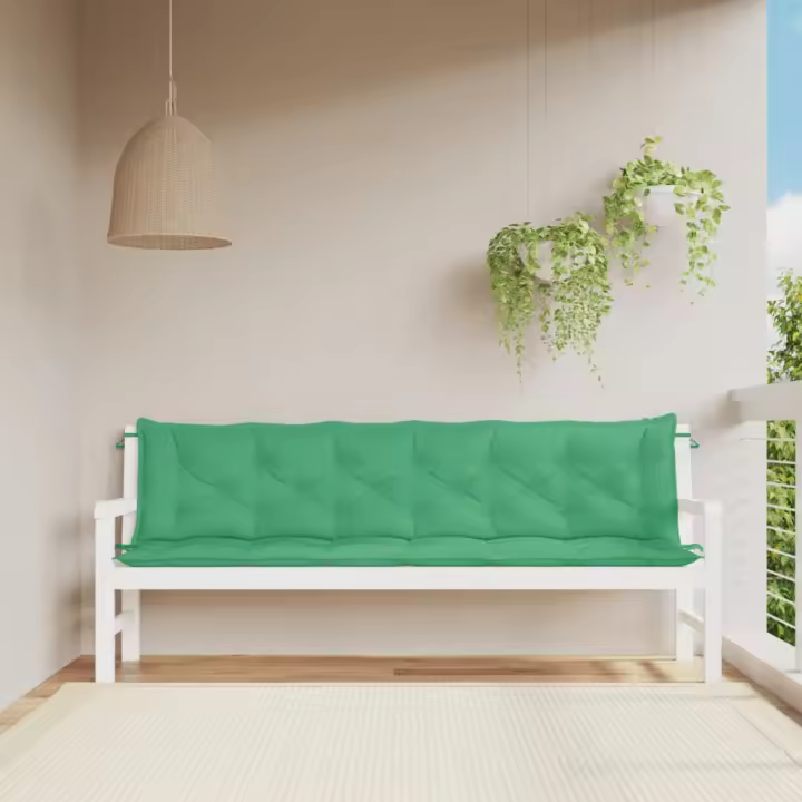 vidaXL Cojines de banco de jardín 2 uds tela Oxford verde 200x50x7 cm - 1