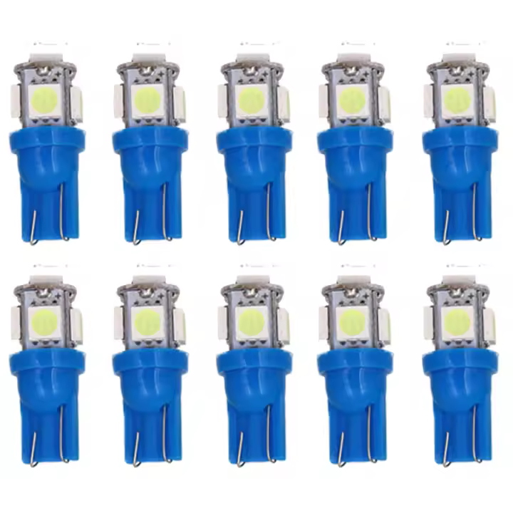 10Pcs T10 LED W5W 5050 5SMD 12V Luces Interiores Para Coche Bombillas De Placa De Matrícula Giratorias Colores Blancas Rojas Amarillas Verdes Rosa Azul - 1