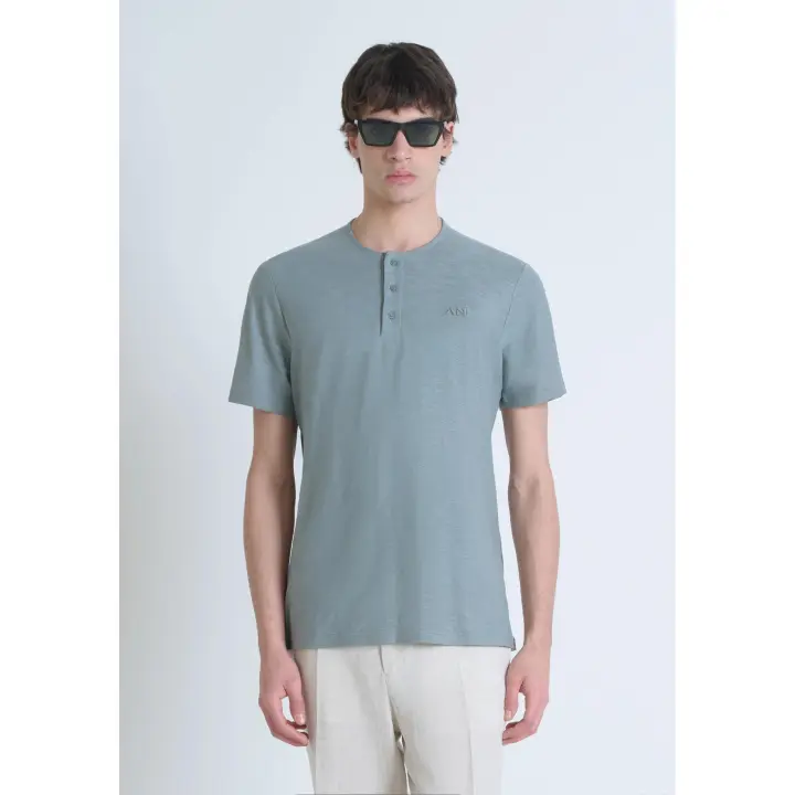 CAMISETA ANTONY MORATO REGULAR HENLEY VERDE AGAVE - 1
