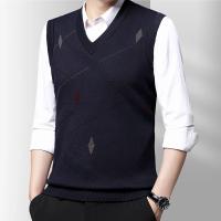 Suéter De Casual Para Hombre Chaqueta Sin Mangas Gruesa Para Otoño E Invierno Suéter De Lana Técnica Estilo Inteligente Con Patrón Geométrico - details 9