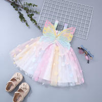 Vestido De Princesa Para Bebés Niñas Verano Con Alas De Mariposa En Malla Colorida Vestido De Cumpleaños Playa Para Niñas De 0 a 3 Años - details 1