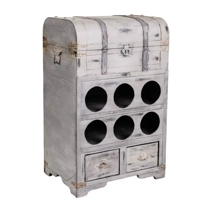 WANDERLUST DECO Baul Botellero de Madera con Arcon y Hueco para 6 Botellas - Armarios para Vinos y Bebidas - 1