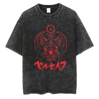 Camiseta Negra Vintage Lavada De Manga Corta Para Hombre Estilo Hip Hop Streetwear Anime Gráfico Cotton Summer 2024 - details 12