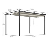 Outsunny Pérgola de Jardín 4x3 m Cenador para Exterior con Techo Retráctil 4 Cortinas Enrollables de Poliéster y Marco de Metal para Patio Terraza - details 2