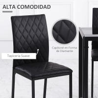 HOMCOM Silla de comedor, 4-Juego de silla de comedor, sillas de comedor tapizadas, silla tapizada con patas de acero, silla de cocina para comedor, cuero sintético, negro, 41 x 50 x 91 cm - details 4