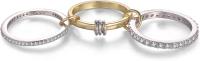 Anillo de eslabones entrelazados en oro bañado, con circonitas y múltiples elementos bicolor - details 1