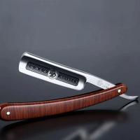 Cuchilla Manual Para Barba De Calidad Profesional Clásica Recta Con Mango De Madera Herramienta De Afeitar Para Hombres En Salón De Belleza - details 0