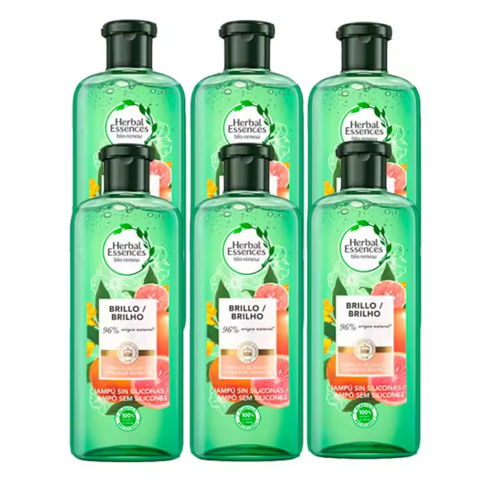 Herbal Essences Champú Brillo Con Pomelo Blanco Para Pelo Apagado, 6 Unidades - 1
